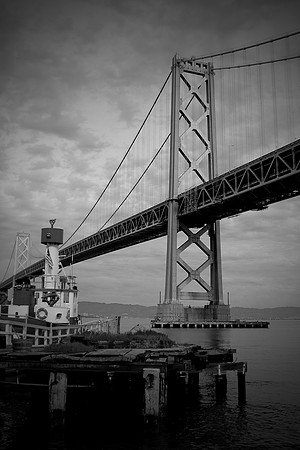 Bay Bridge with Fire Department Boat